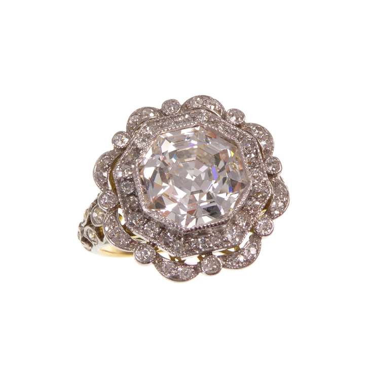 Belle epoque hexagonal diamond cluster ring